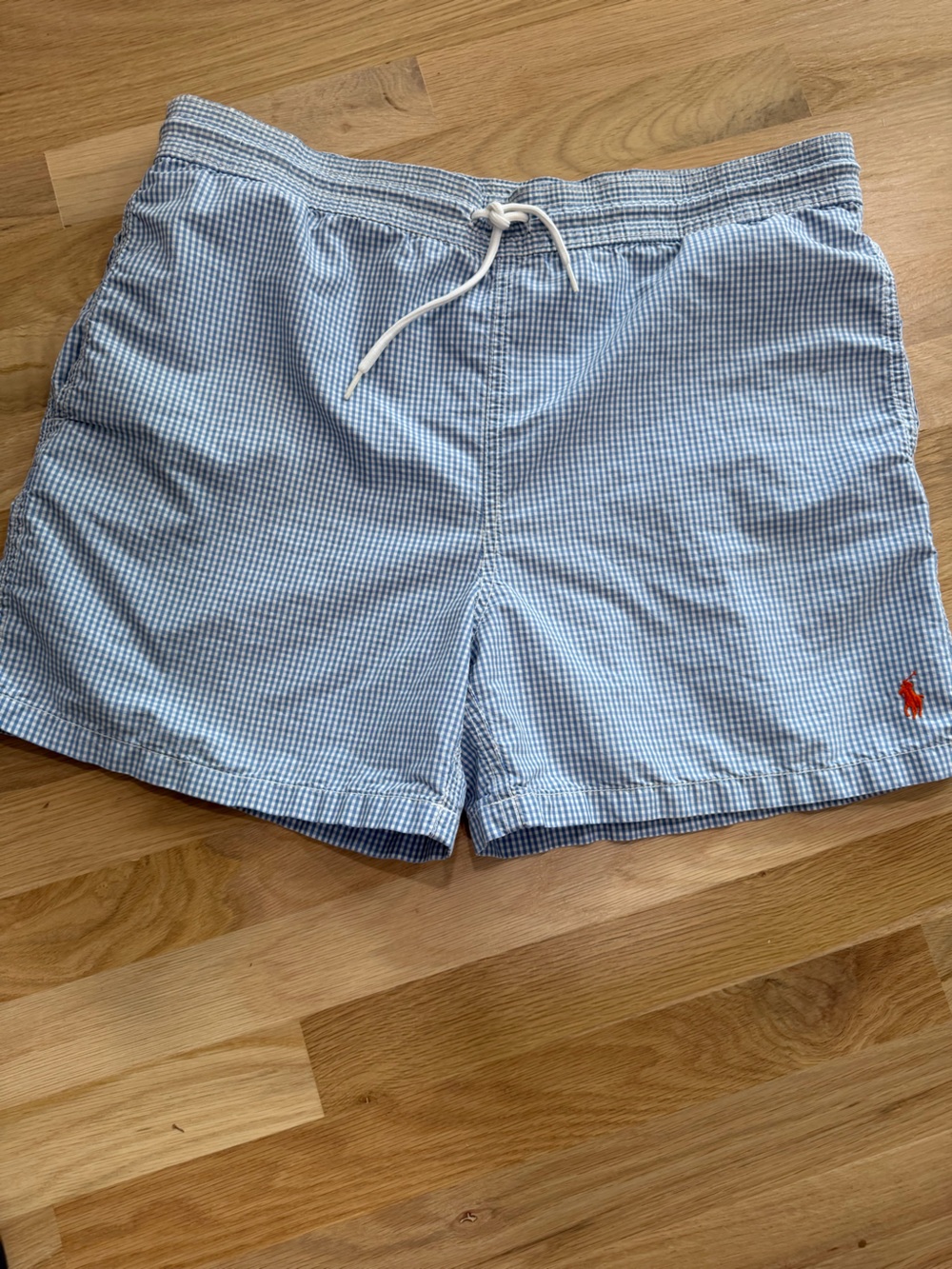 Ralph Lauren Blue and White Gingham Swim Shorts